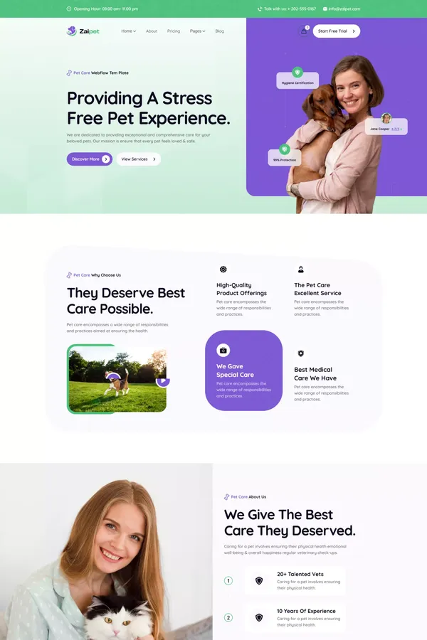 Zaipet - Dog Care & Pet Shop Webflow Template | Flowzai