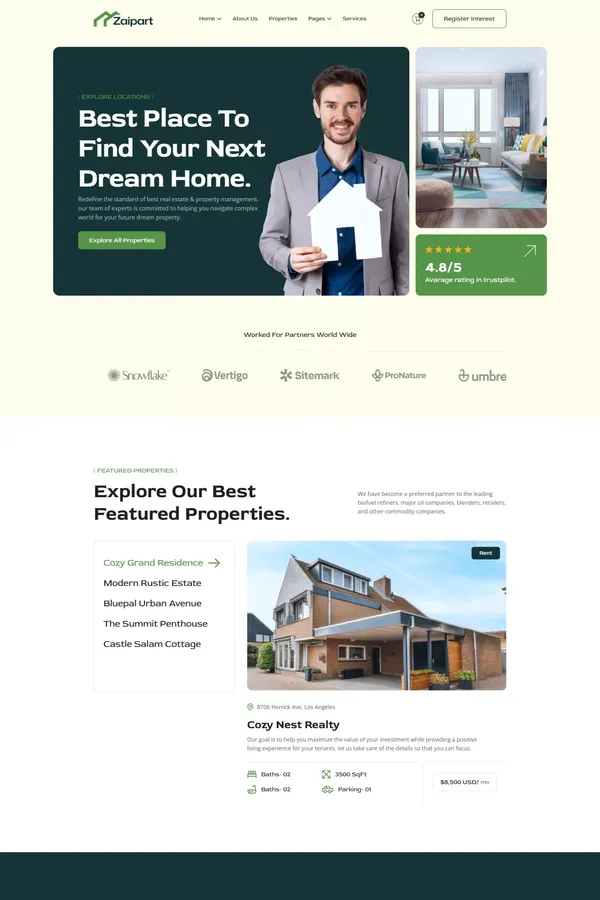 Zaipart - Real Estate Webflow Template | Flowzai