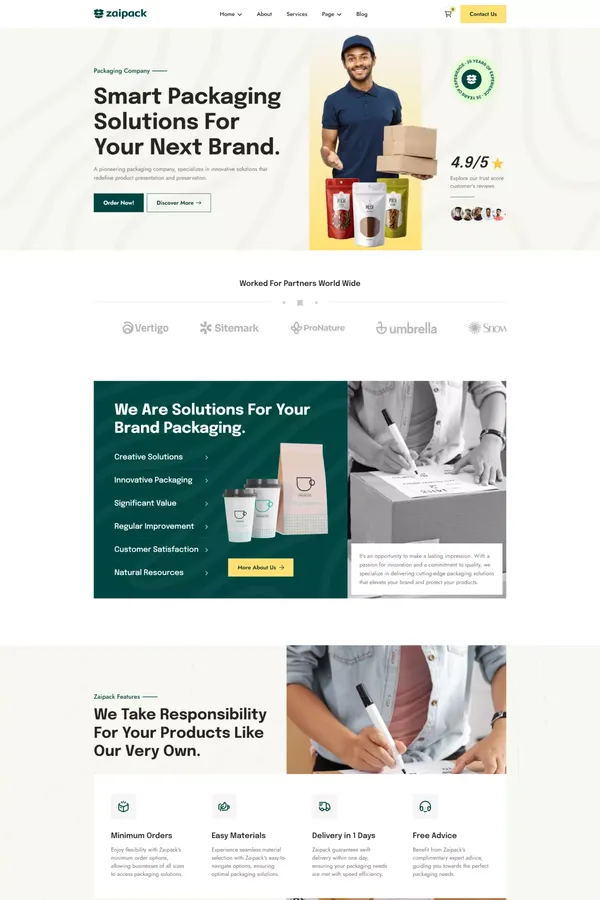 Zaipack - Packaging Solutions Webflow Template | Flowzai