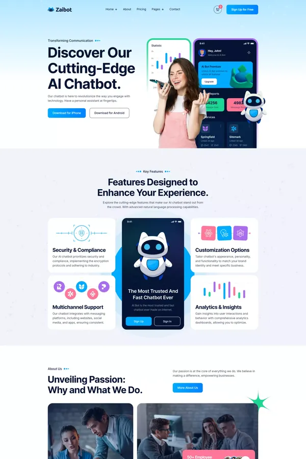 Zaibot - AI Bot Webflow Template | Flowzai
