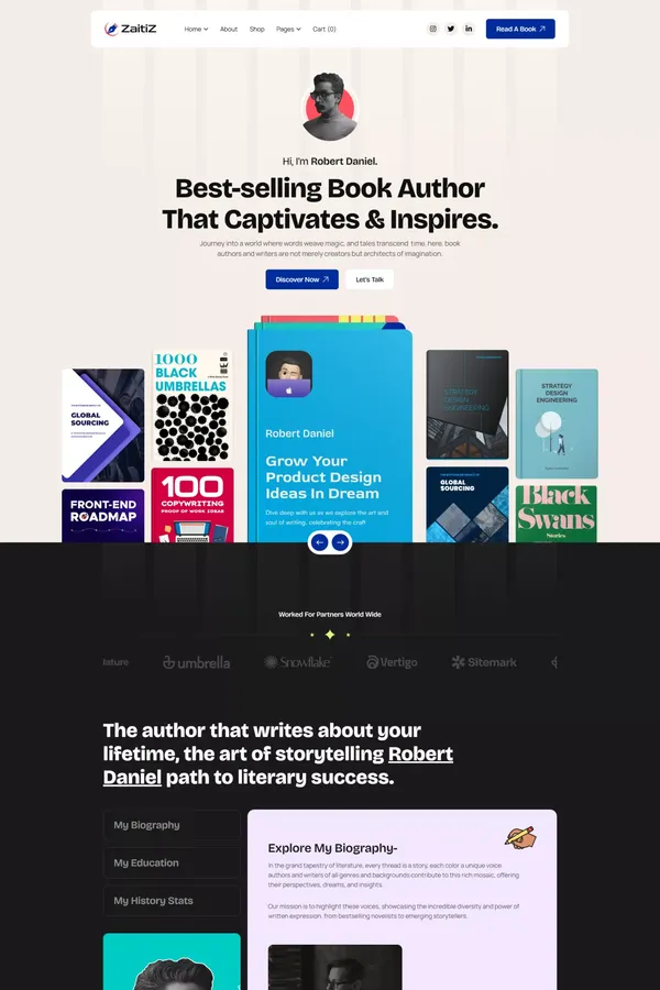 Zaitiz - Book Author And Writer Webflow Template | Flowzai