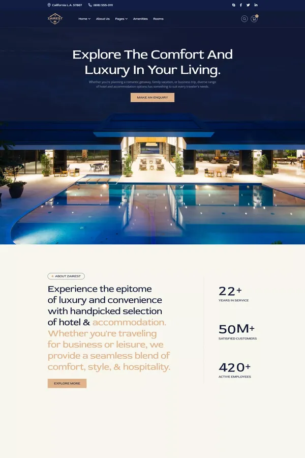 Zairest - Hotel Webflow Template | Flowzai