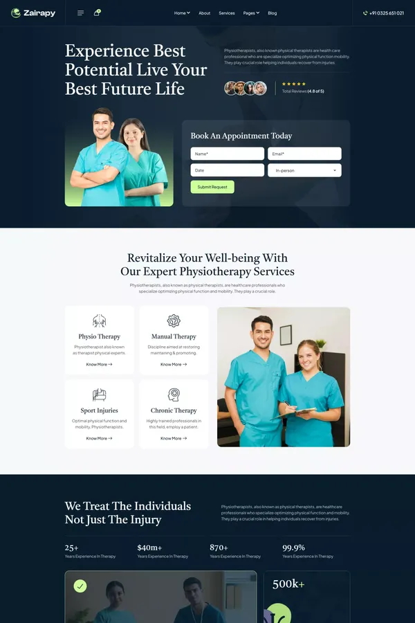 Zairapy - Physiotherapy Webflow Template | Flowzai