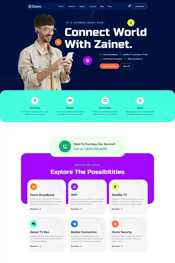 Zainet - Internet Provider Webflow Template | Flowzai