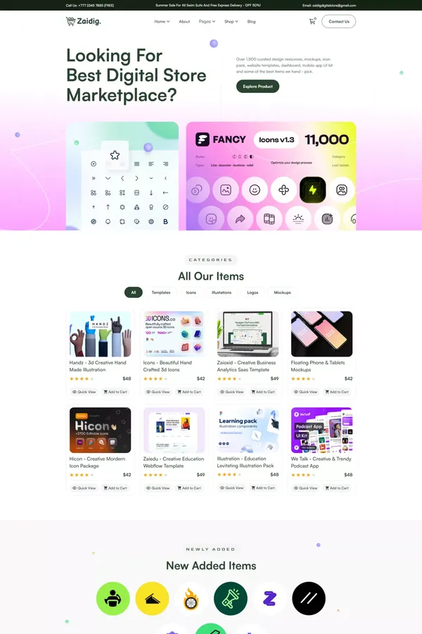 Zaidig - Digital Store Webflow Template | Flowzai
