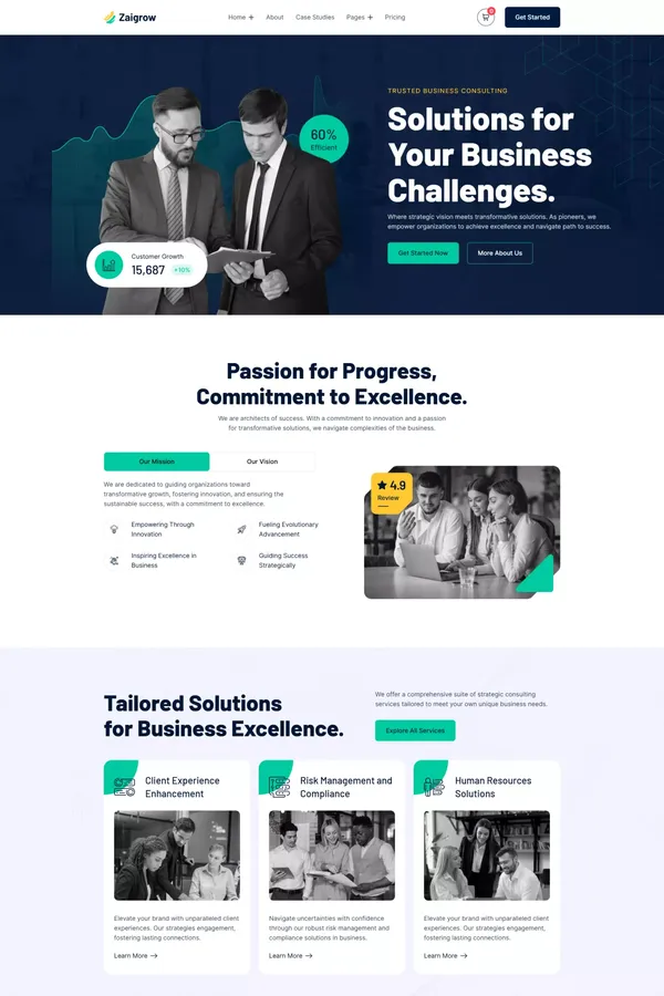 Zaigrow - Webflow Consulting Template | Flowzai