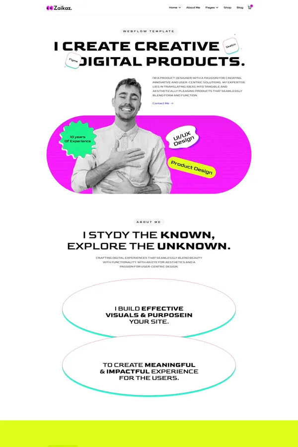 Zaikaz - Portfolio Webflow Template | Flowzai