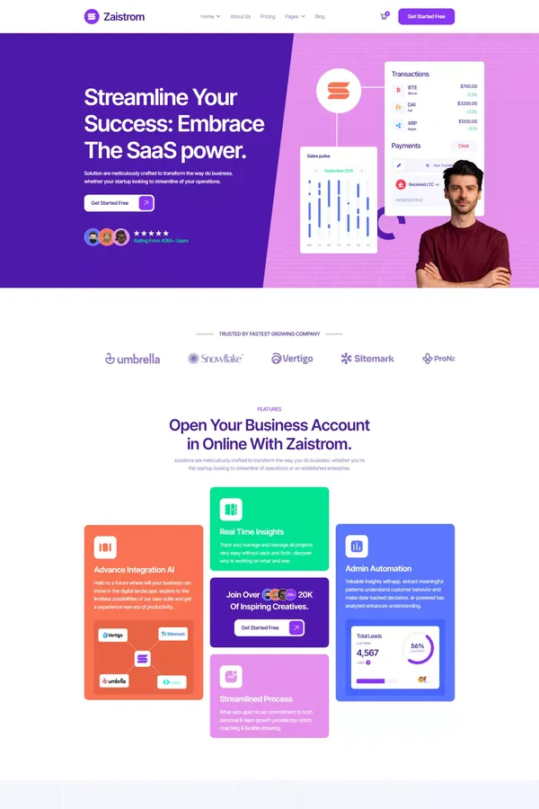 Zaistrom - Webflow Saas Template | Flowzai