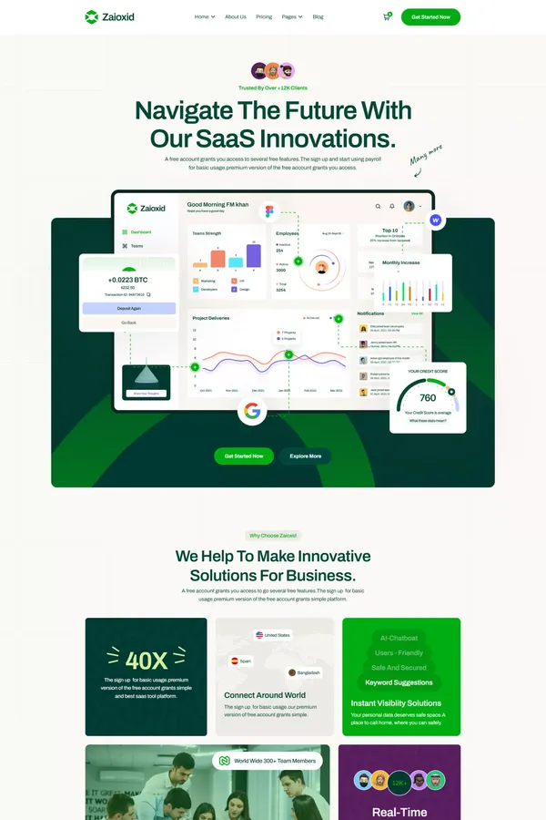 Zaioxid - Webflow Saas Template | Flowzai