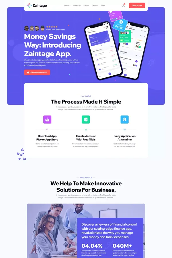 Zaintage - Webflow App Template | Flowzai