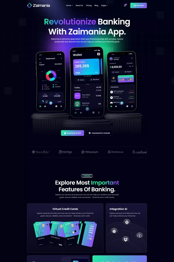 Zaimania - Webflow App Template | Flowzai