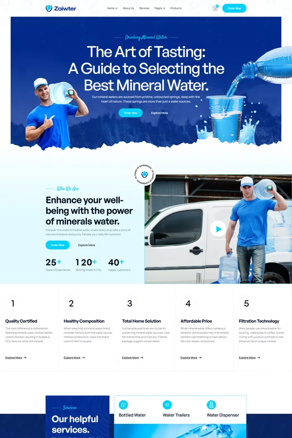 Zaiwter - Water Delivery Webflow Template | Flowzai