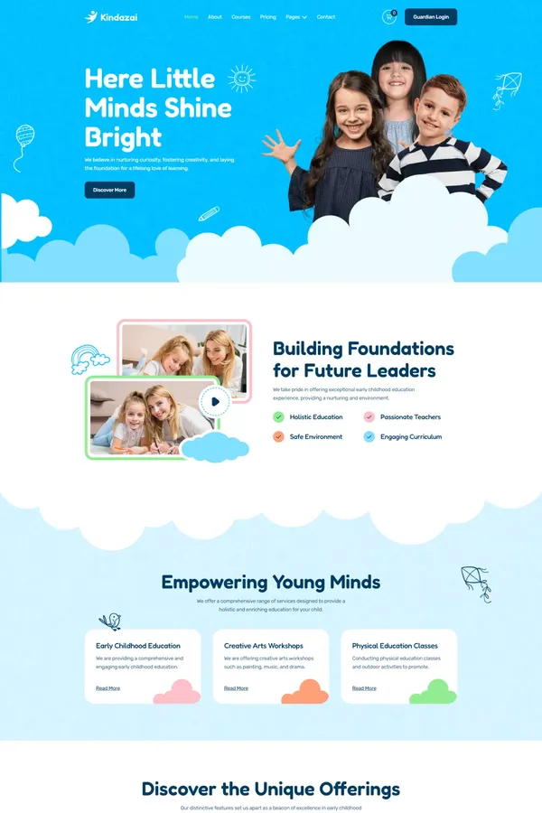 Kindazai - Kids Kindergarten Webflow Template | Flowzai