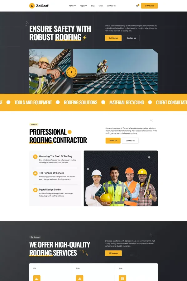 ZaiRoof - Webflow Construction Template | Flowzai