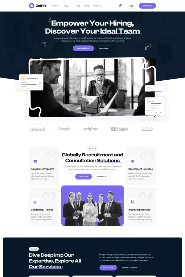 ZaiHR - Consulting Webflow Template | Flowzai