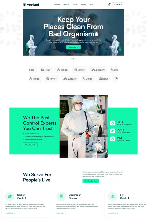Vanizai - Bug & Insects Control Webflow Template | Flowzai