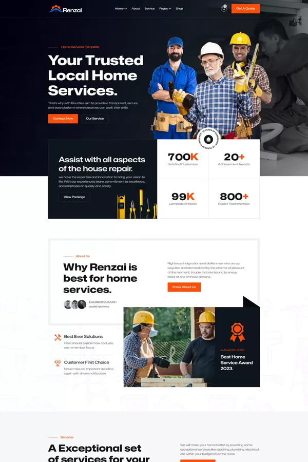 Renzai - Handyman Services Webflow Template | Flowzai
