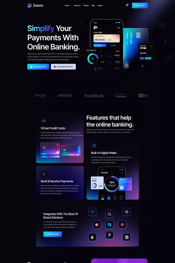 Zaionn - Webflow App Template | Flowzai