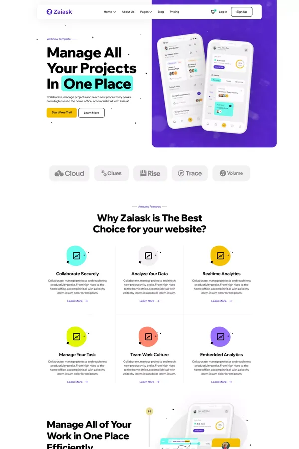 Zaiask - Webflow Saas Template | Flowzai