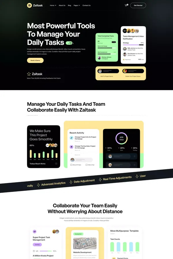 Zaitask - Webflow Saas Template | Flowzai