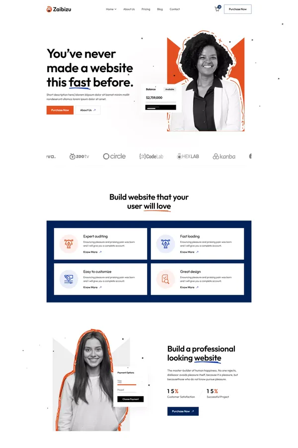 Zaibizu - Webflow Business Template | Flowzai