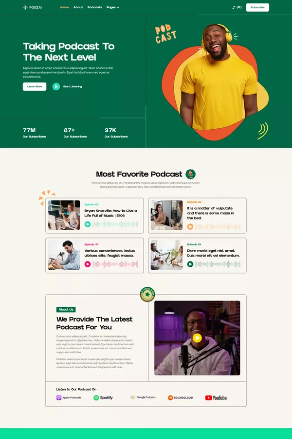 Podzai - Webflow Podcast Template | Flowzai