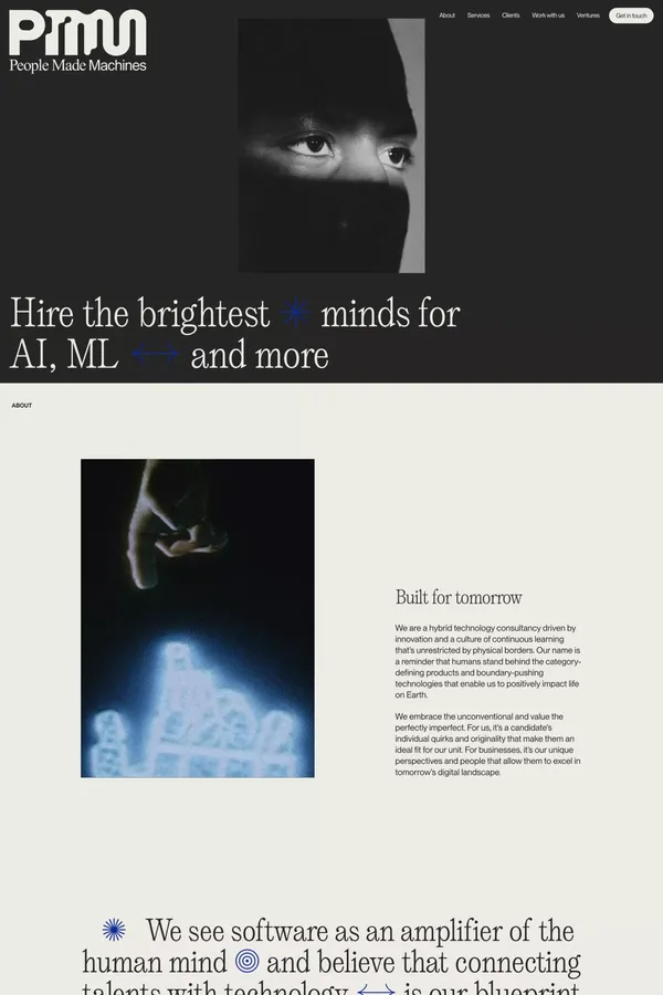 People Made Machines - Landing design inspiration