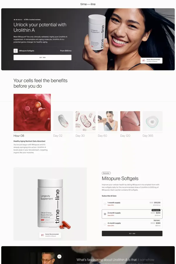 Unlock your potential with Urolithin A - Ecommerce design inspiration