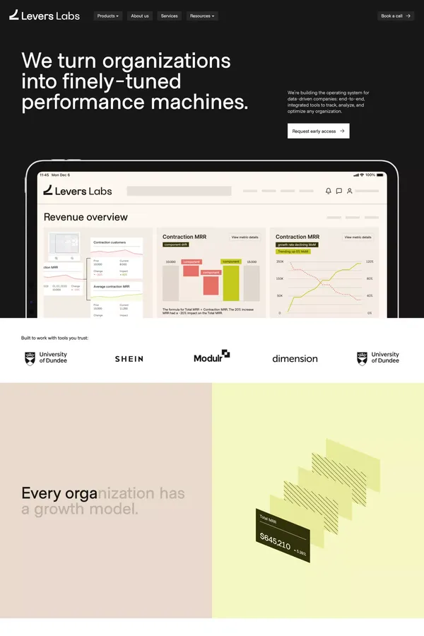 Levers | The Operating System for Tracking, Planning & Growth - Landing design inspiration