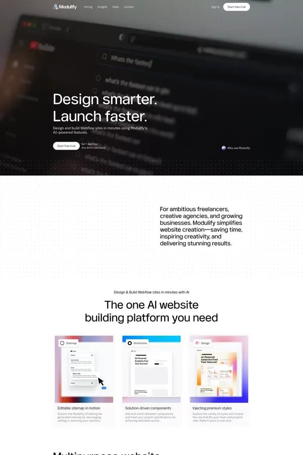 Modulify AI – Design Smarter, Build Faster | Powered by AI - Landing design inspiration