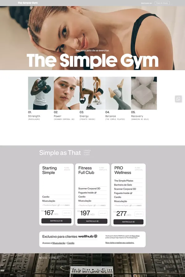 The Simple Gym | Seu novo jeito de se exercitar no Rio de Janeiro @thesimplegym - Landing design inspiration