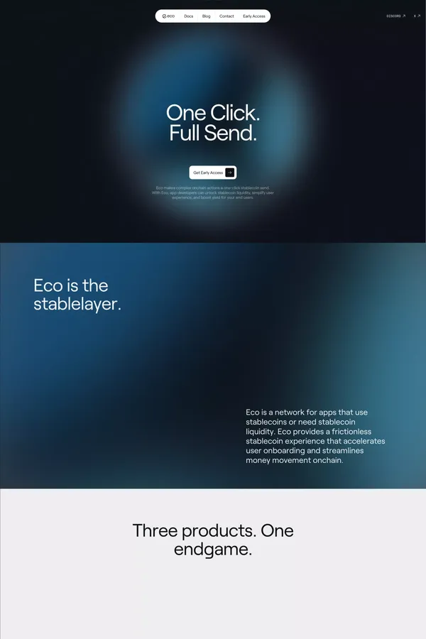 Eco: Accelerating How Money Moves Onchain - Landing design inspiration