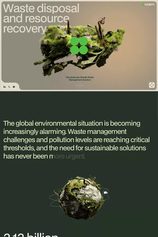 Saapro – Revolutionary Mobile Waste Management Solution - Landing design inspiration