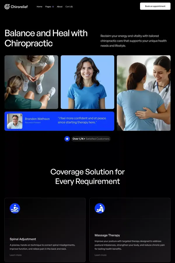 Chirorelief - Webflow Ecommerce website template - Template design inspiration