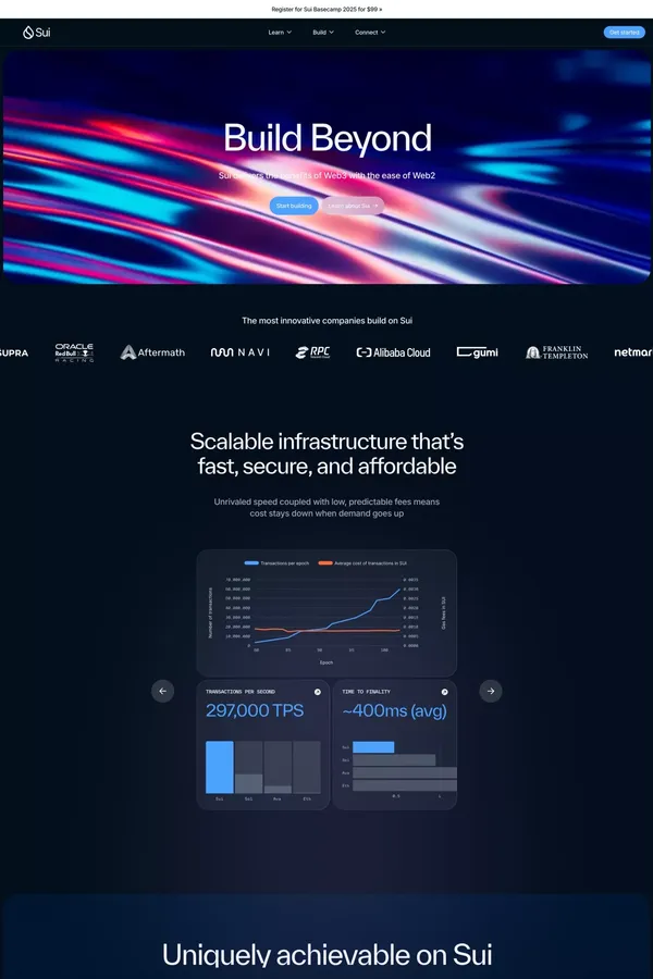 Sui | Deliver the Benefits of Web3 with the Ease of Web2 - Landing design inspiration
