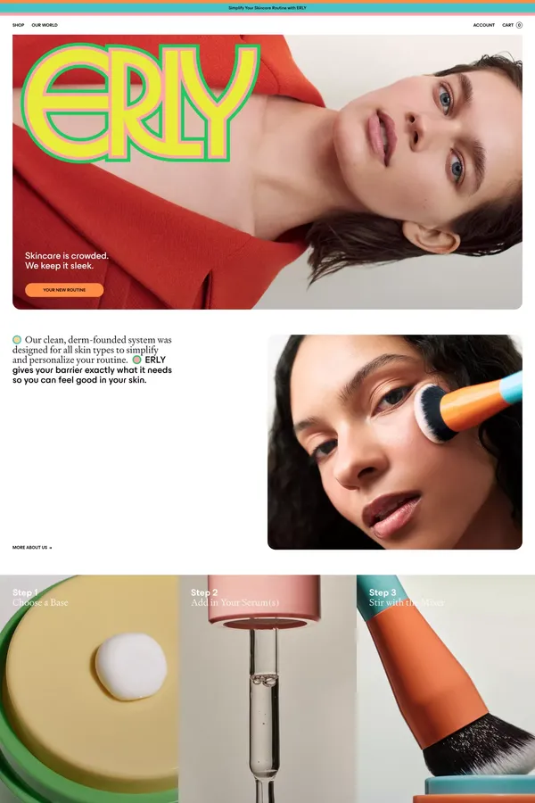 ERLY Skincare - Clean, Dermatologist-Backed, Simple & Effective - Ecommerce design inspiration