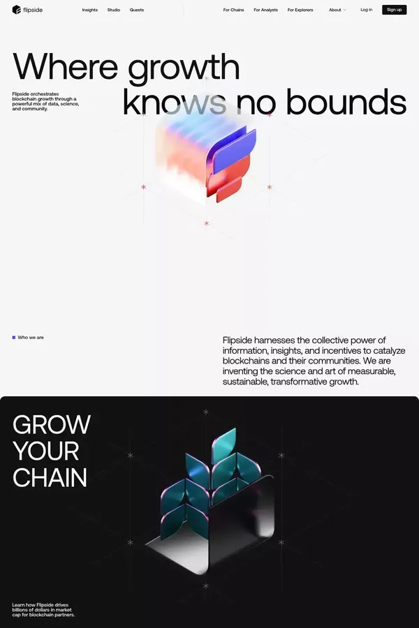Flipside | Blockchain Growth Through Data Science - Landing design inspiration