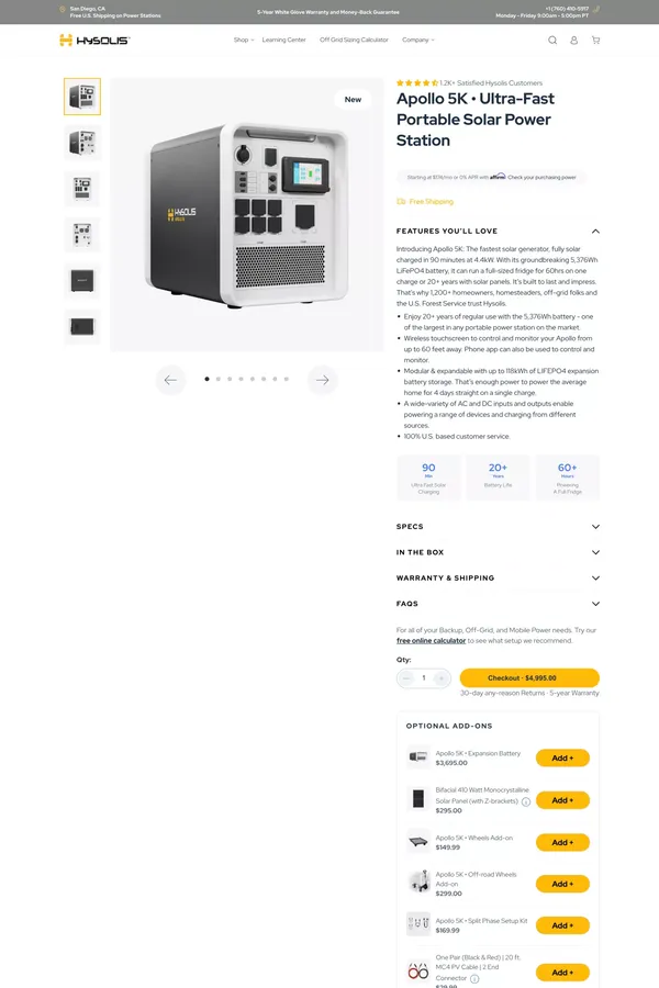Apollo 5K • Ultra-Fast Portable Solar Power Station - Hysolis