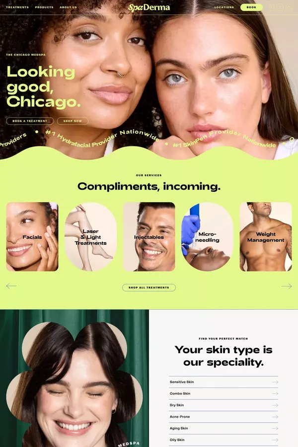 Chicago Medical Spa & Skincare | SpaDerma Medspa | Facials & Laser - Landing design inspiration