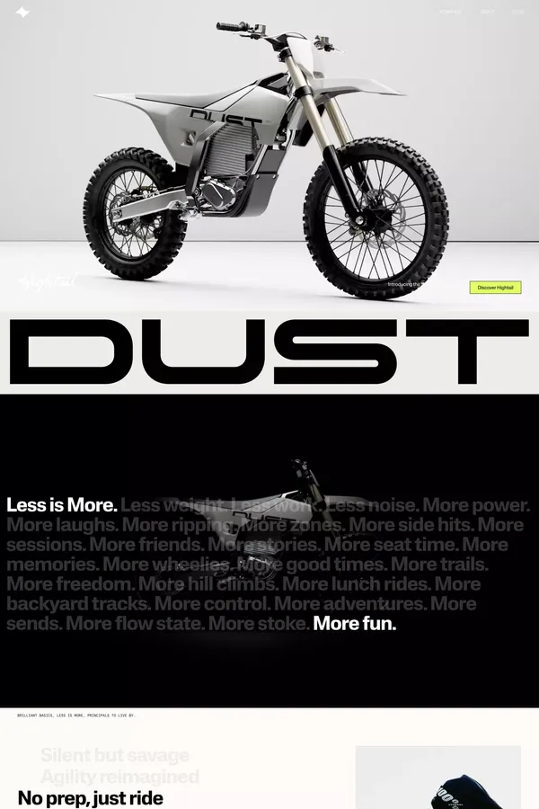 Dust Moto - American Electric Moto - Landing design inspiration
