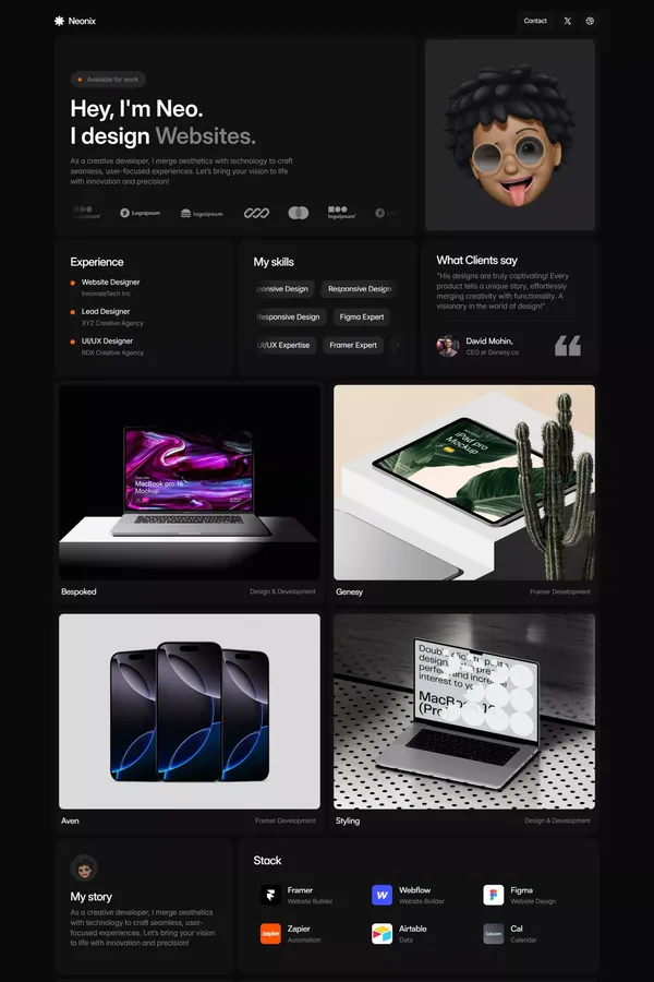Neonix - Minimalistic Portfolio Template