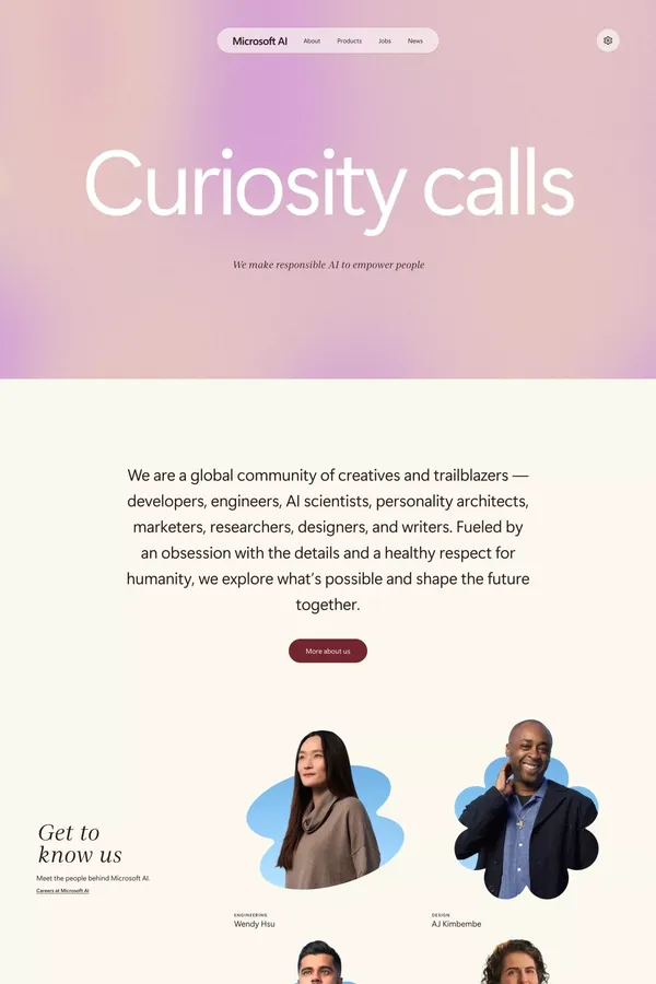 Microsoft AI - Landing design inspiration
