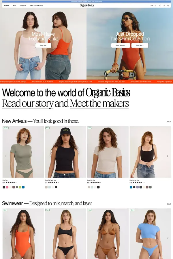 Shop Organic & Sustainable Clothes Online - Organic Basics – Organic Basics EU - Ecommerce design inspiration
