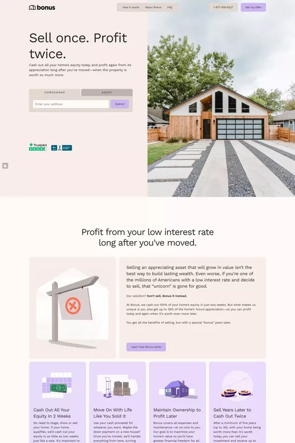 Unlock Home Equity & Profit from Future Appreciation with Bonus Homes - Landing design inspiration