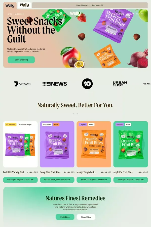 Welly & Welly Kids - 5-a-day the Easy Way - Ecommerce design inspiration