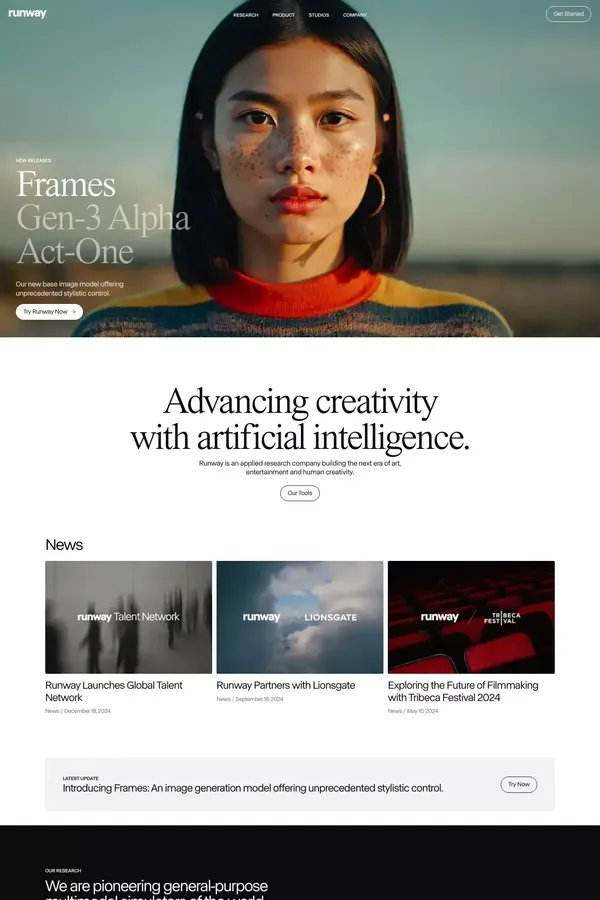 Runway | Tools for human imagination. - Landing design inspiration