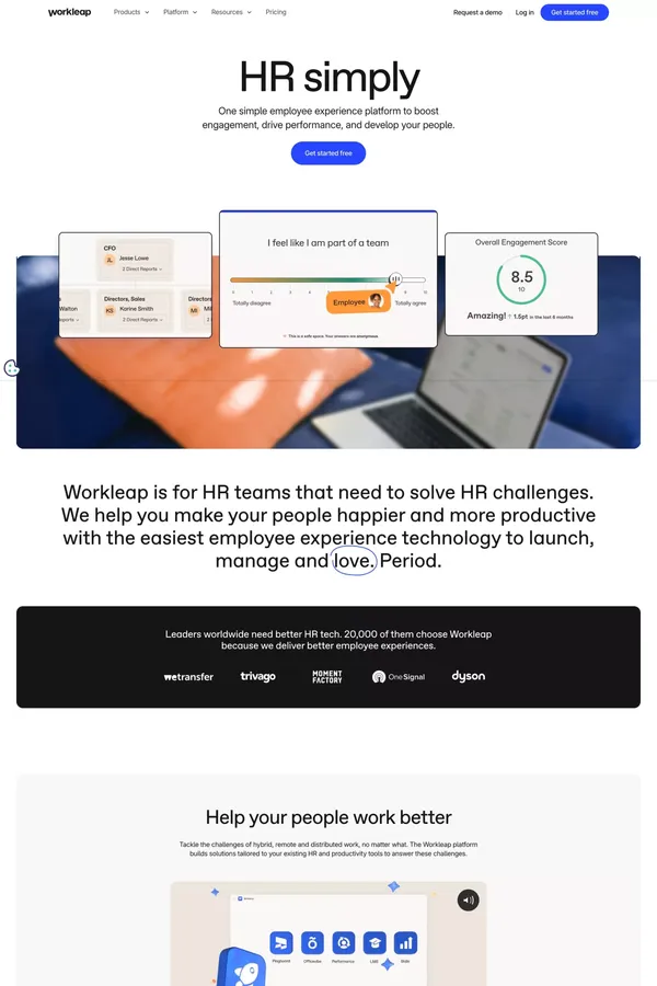 Workleap | Create impactful employee engagement - Landing design inspiration
