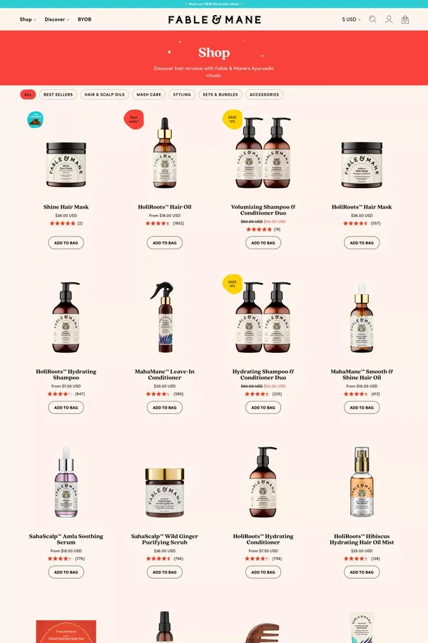 Shop | Fable & Mane - Product listing design inspiration