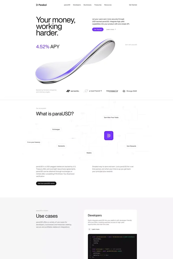 Parabol - Landing design inspiration