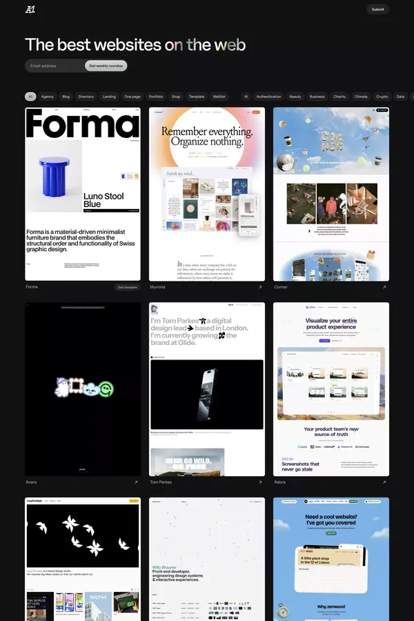 A1 · Website design inspiration for designers, developers and creatives